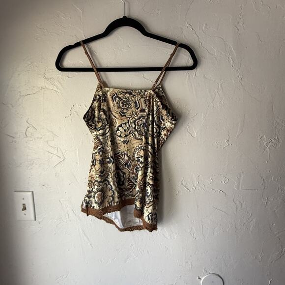 Weavers Girl Camisole Top M Boho Floral Lace Trim Y2K Retro Tank Top Babydoll - Picture 8 of 8